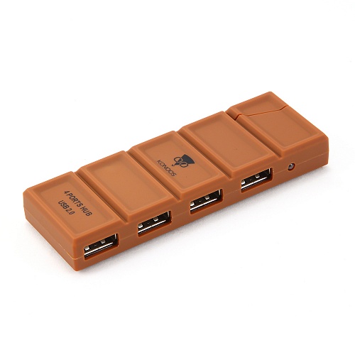USB-хаб KONOOS UK-35; 4 порта; "шоколад"